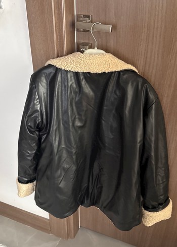 Siyah Deri Tüylü Ceket - Görsel 2