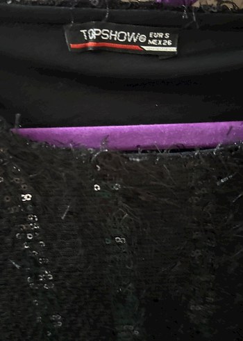 Siyah Pullu Bluz, Uzun Kollu, Gevşek Kesim - Görsel 3