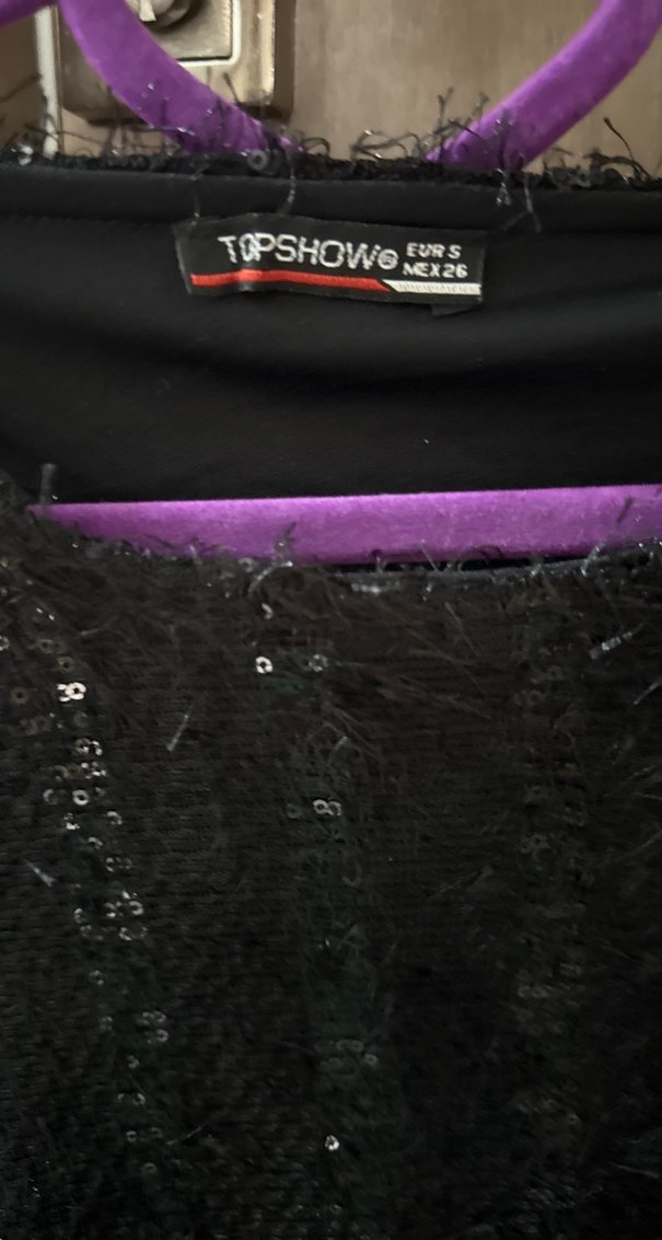 Siyah Pullu Bluz, Uzun Kollu, Gevşek Kesim - Görsel 3