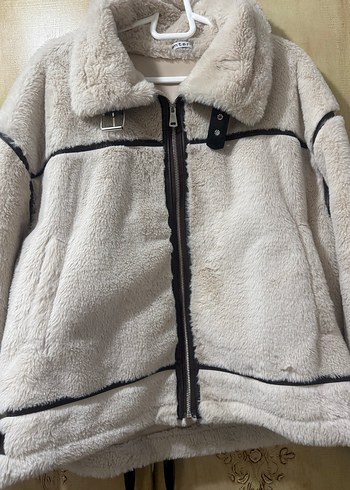 Kadın Beyaz Kısa Peluş Kaban - Görsel 4