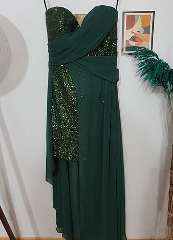 Zümrüt yeşili payetli elbise - Görsel 4