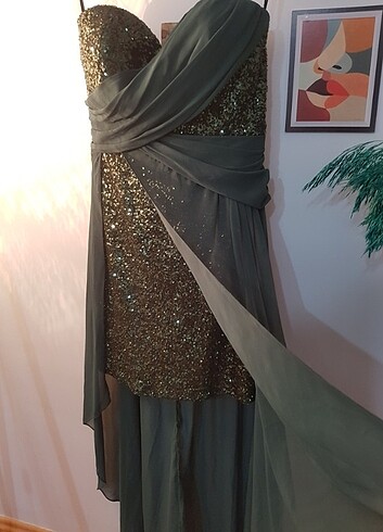 Zümrüt yeşili payetli elbise - Görsel 10