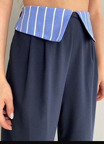 Bel Yaka Detaylı Lastikli Bol Paça Pantolon - Görsel 5