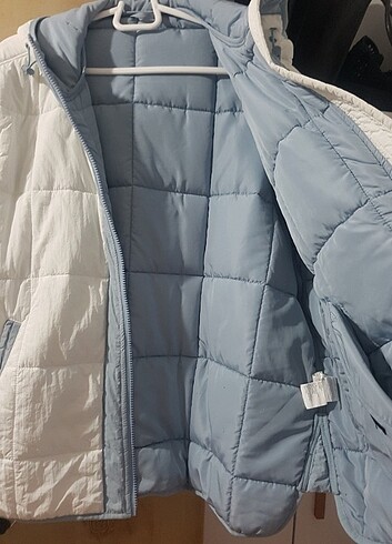 Mavi kadın kapüşonlu mont - Görsel 6