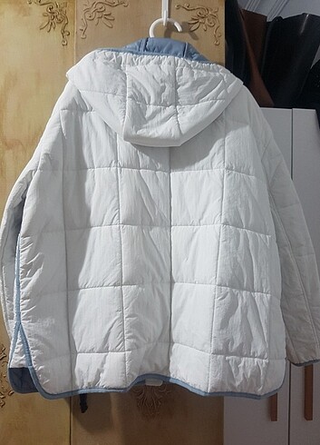 Mavi kadın kapüşonlu mont - Görsel 7