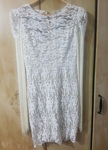 Kol detaylı tül elbise - Görsel 4