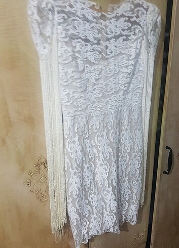 Kol detaylı tül elbise - Görsel 5