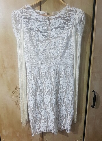 Kol detaylı tül elbise - Görsel 6