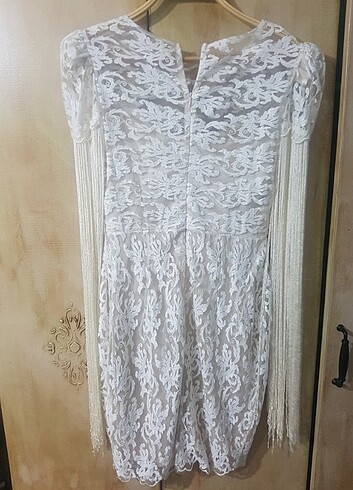 Kol detaylı tül elbise - Görsel 8