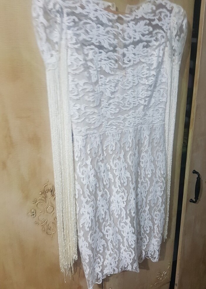 Kol detaylı tül elbise - Görsel 5