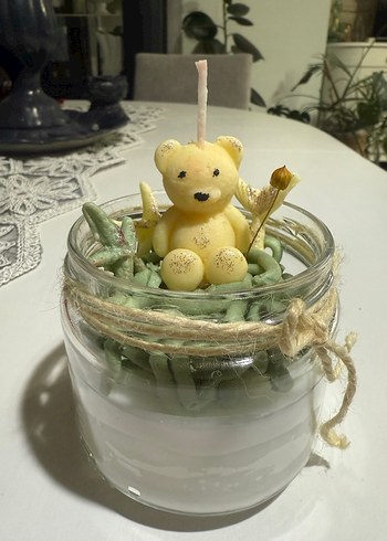 Ayıcık Figürlü Sarı Mum - Görsel 5