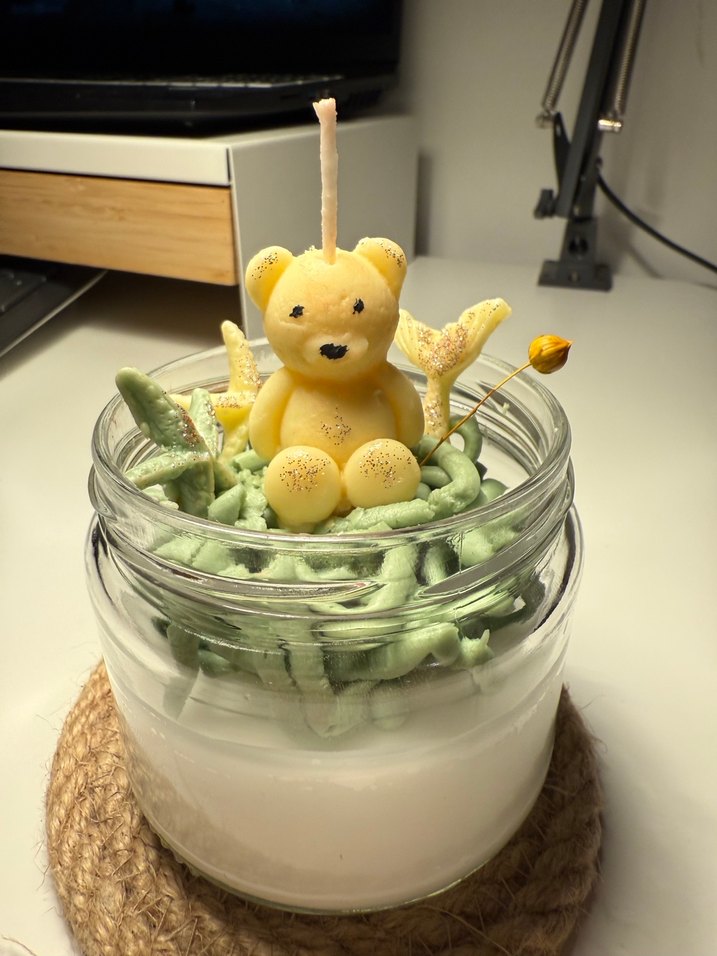 Ayıcık Figürlü Sarı Mum - Görsel 3