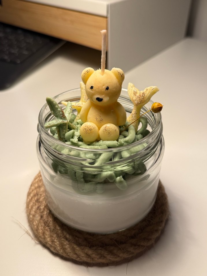 Ayıcık Figürlü Sarı Mum - Görsel 4