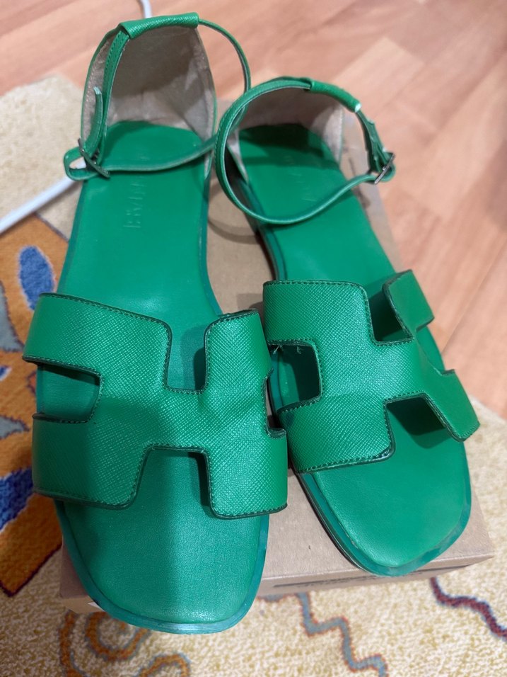 Yeşil hermes model sandalet - Görsel 3