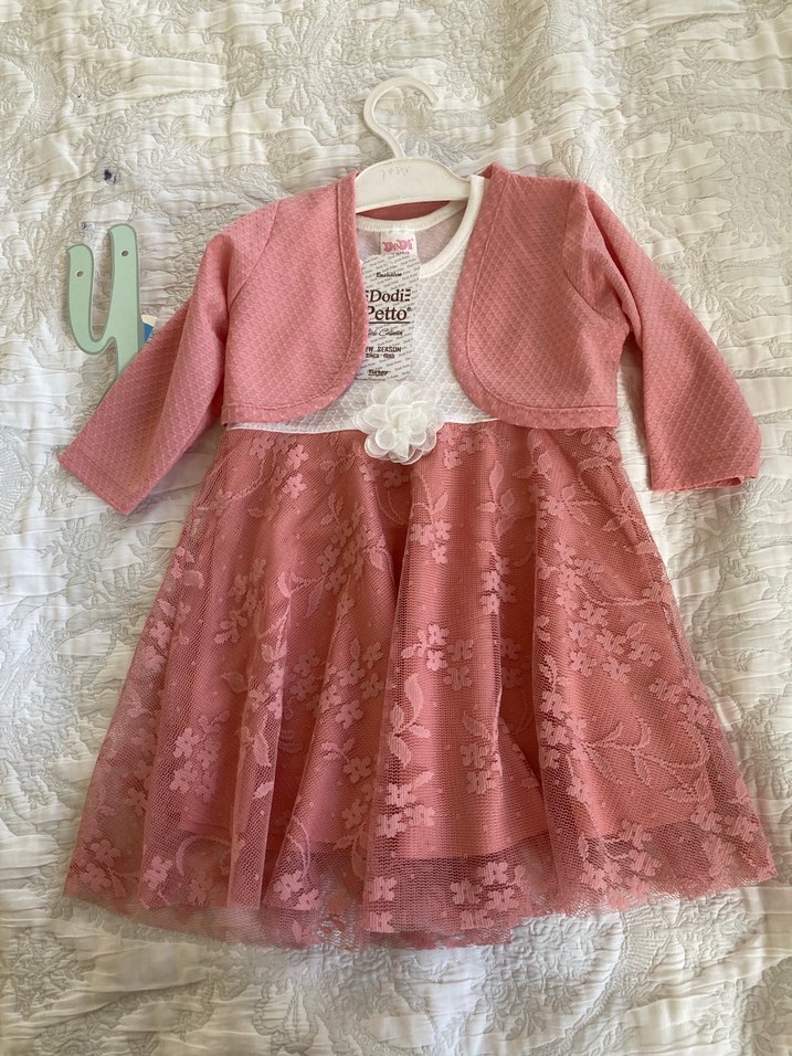 Kız Çocuk Dantel Detaylı Pembe Elbise - Görsel 2