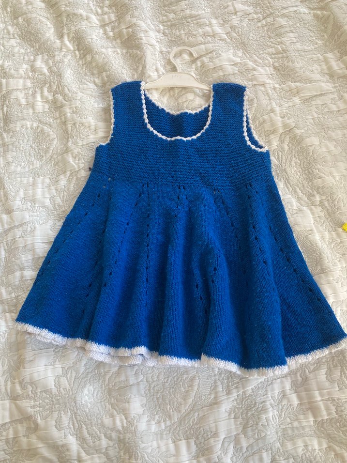 Mavi Örgü Kız Elbisesi - Görsel 2