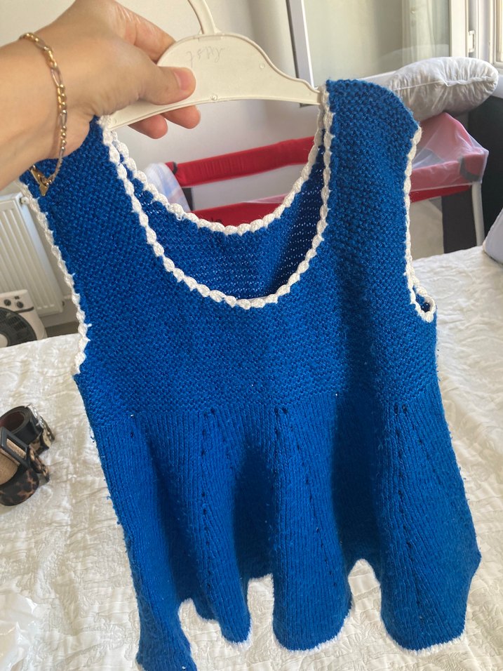 Mavi Örgü Kız Elbisesi - Görsel 4