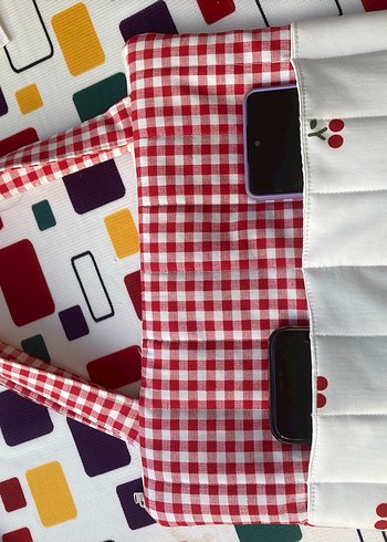 Kırmızı Ekose Desenli laptop çantası - Görsel 4