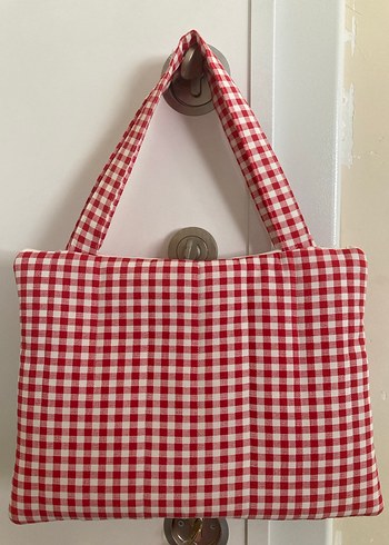 Kırmızı Ekose Desenli laptop çantası - Görsel 5