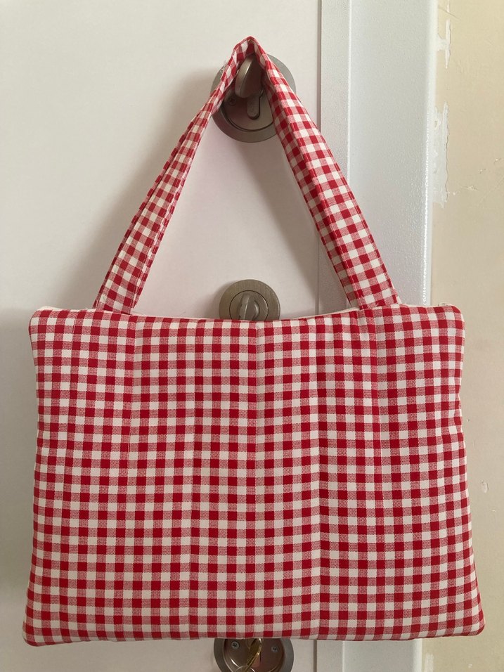 Kırmızı Ekose Desenli laptop çantası - Görsel 5