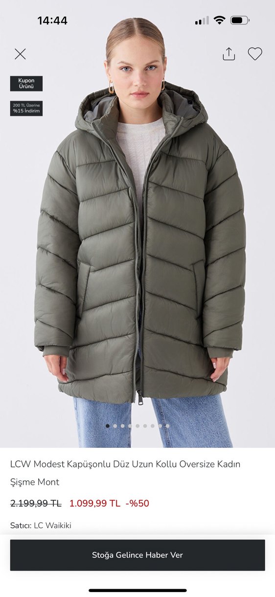 LCW Modest Kadın Oversize Kapüşonlu Şişme Mont - Görsel 2