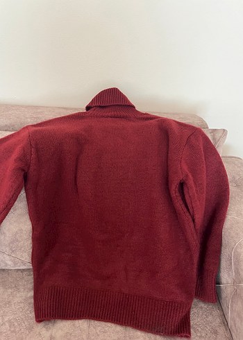 Bordo Boğazlı Triko Kadın Kazak - Görsel 6