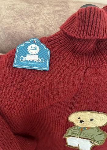 Bordo Boğazlı Triko Kadın Kazak - Görsel 2