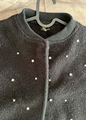 Düğmeli Siyah Midi Kadın Hırka - Görsel 6