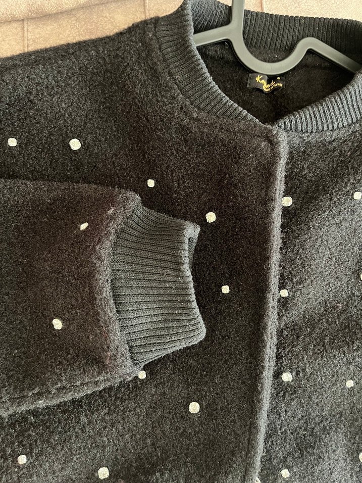 Düğmeli Siyah Midi Kadın Hırka - Görsel 5