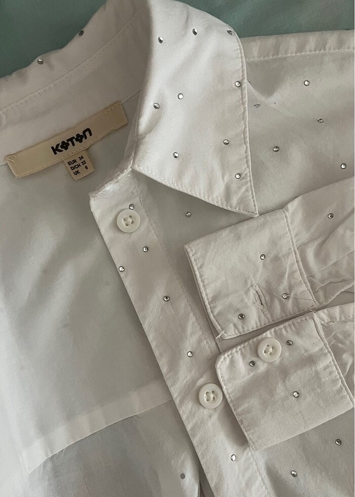 Beyaz taşlı Gömlek - Görsel 5