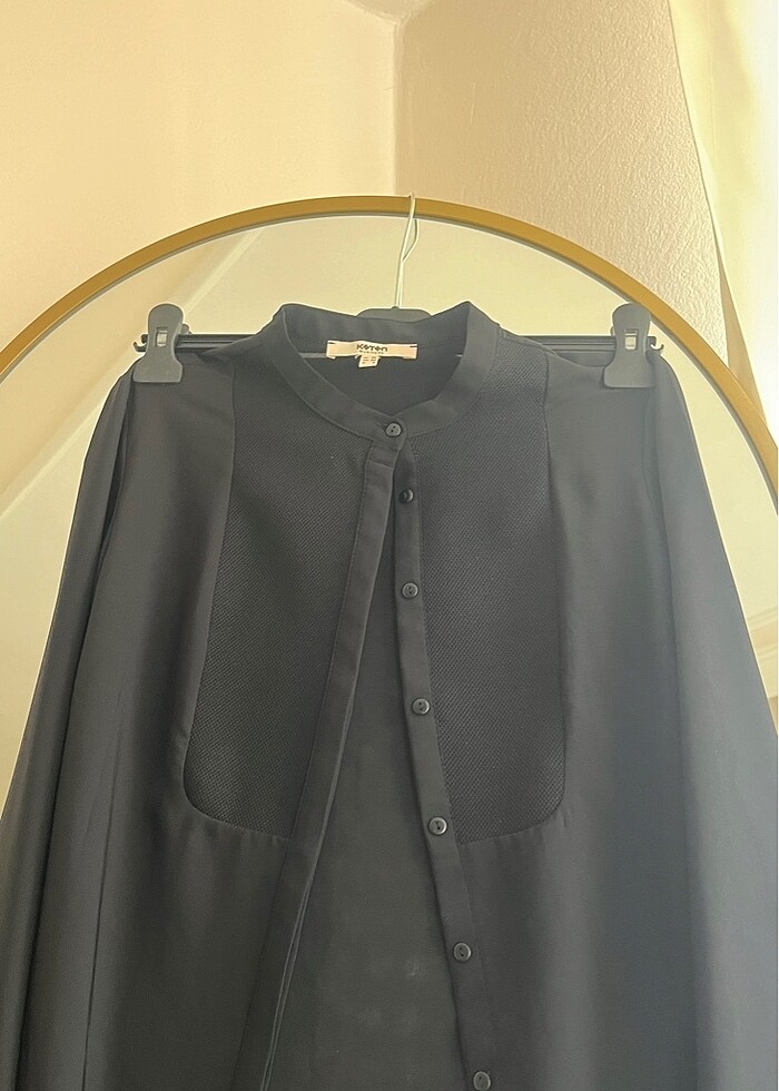 Siyah krep gömlek - Görsel 3