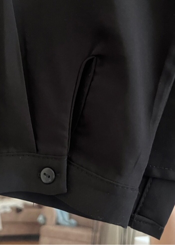 Siyah krep gömlek - Görsel 5