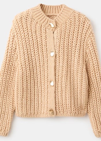 Bej Örgü Kadın Hırka - Görsel 2