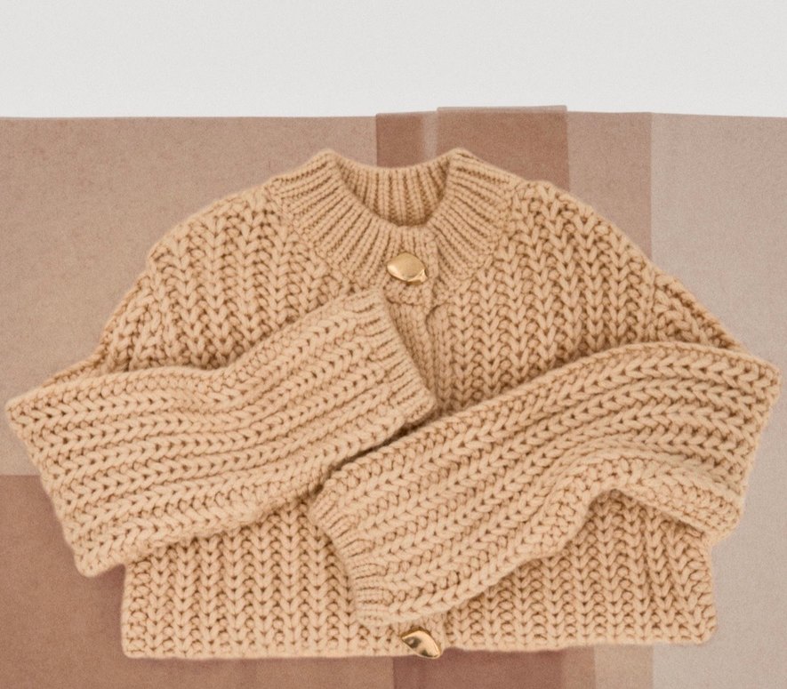 Bej Örgü Kadın Hırka - Görsel 4