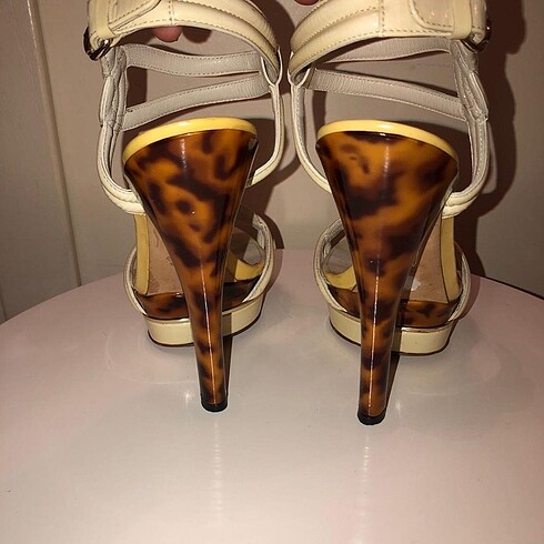 36 Beden camel Renk Gucci Leoparli topuklu