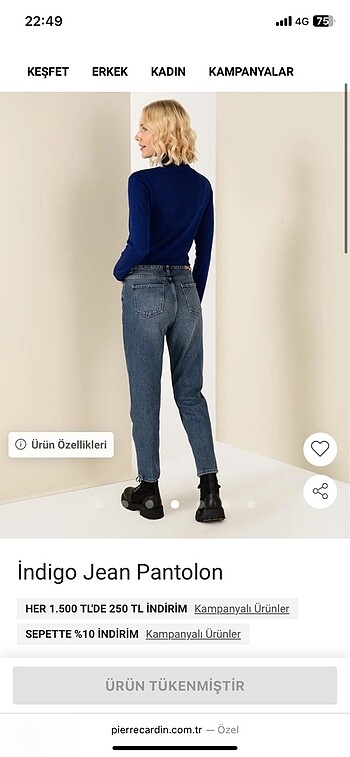 Pierre Cardin Mom Jean - Görsel 8