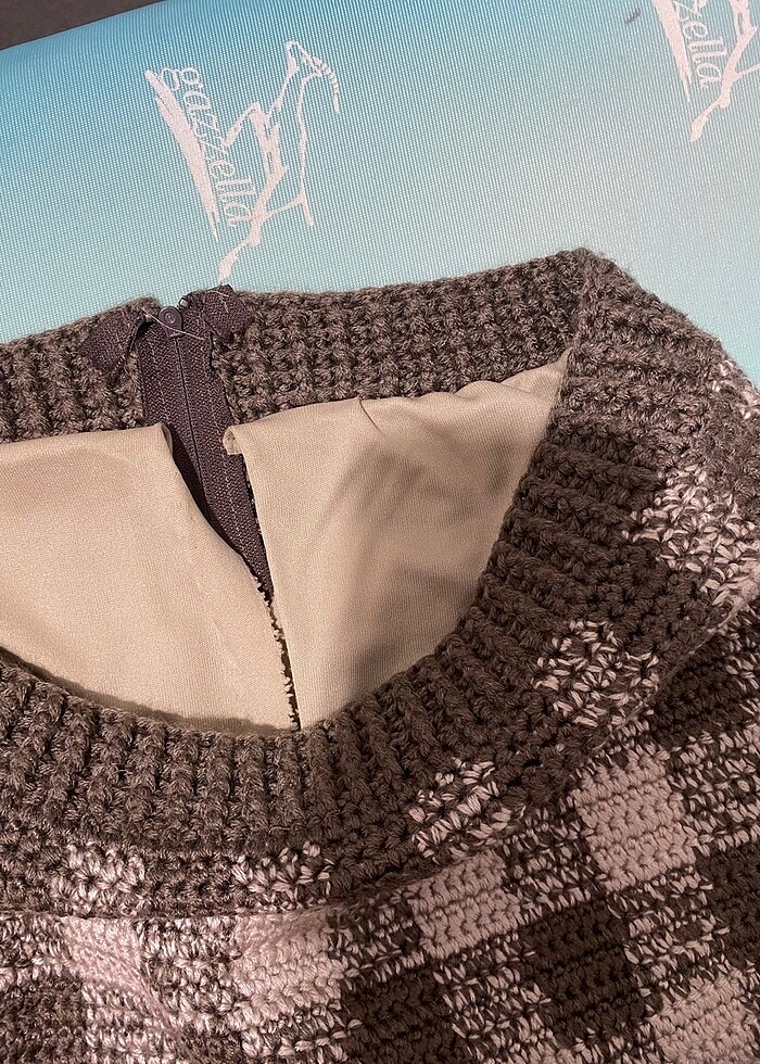 El Örgüsü Ekose Etek - Görsel 5