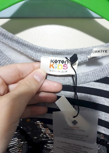 Koton Kız Çocuk Gri Çizgili Uzun Kollu Sweatshirt