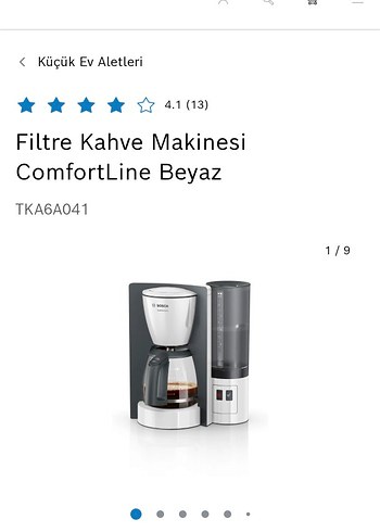 Bosch ComfortLine Beyaz Filtre Kahve Makinesi