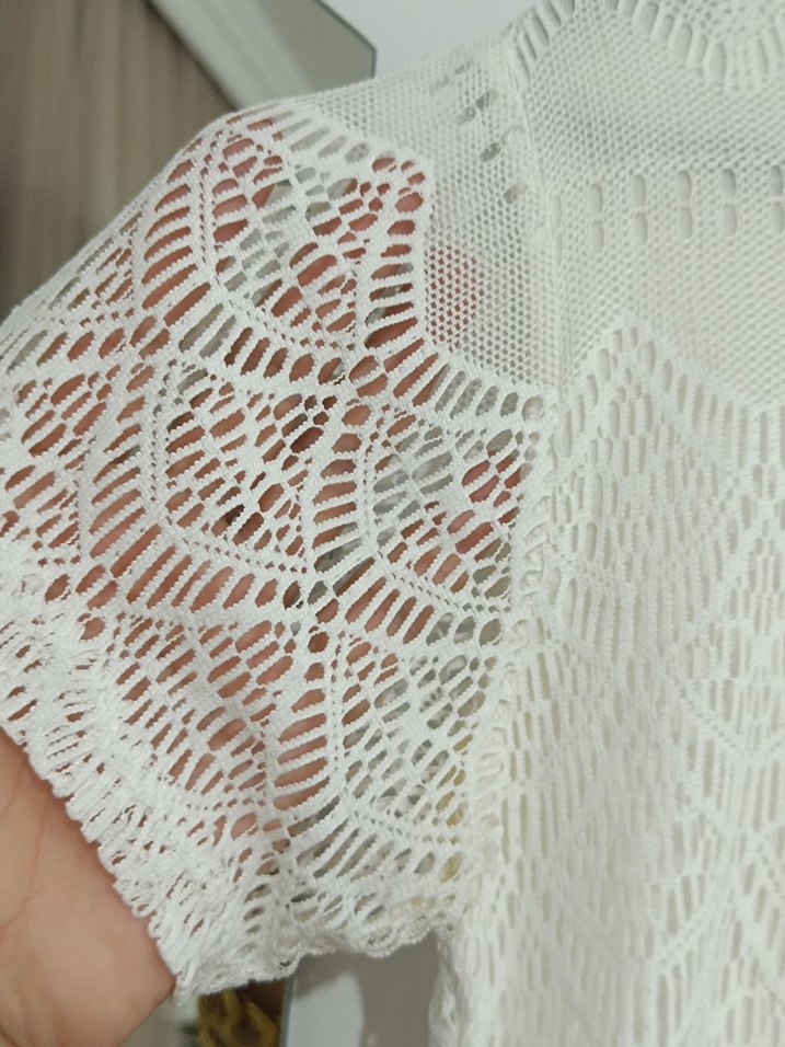 Beyaz Dantel Püsküllü Bohem Kadın Bluz - Görsel 4