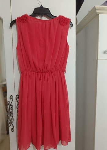 Kırmızı Piliseli Midi Kadın Elbise - Görsel 2