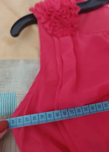 Kırmızı Piliseli Midi Kadın Elbise - Görsel 7