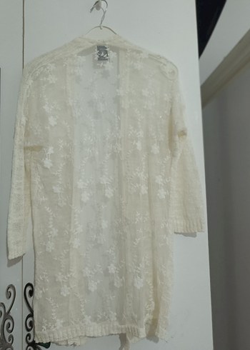 Kadın Beyaz Örgü Pamuk Hırka - Görsel 4