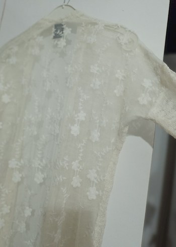 Kadın Beyaz Örgü Pamuk Hırka - Görsel 5