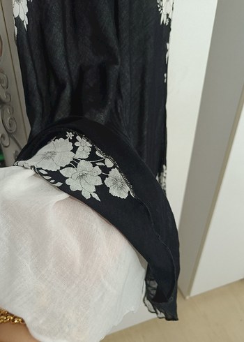 Siyah V yaka midi Elbise - Görsel 6