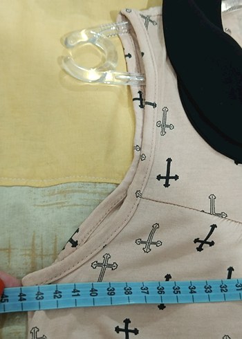 Bej Baskılı Dantel Detaylı Kolsuz Bluz - Görsel 6