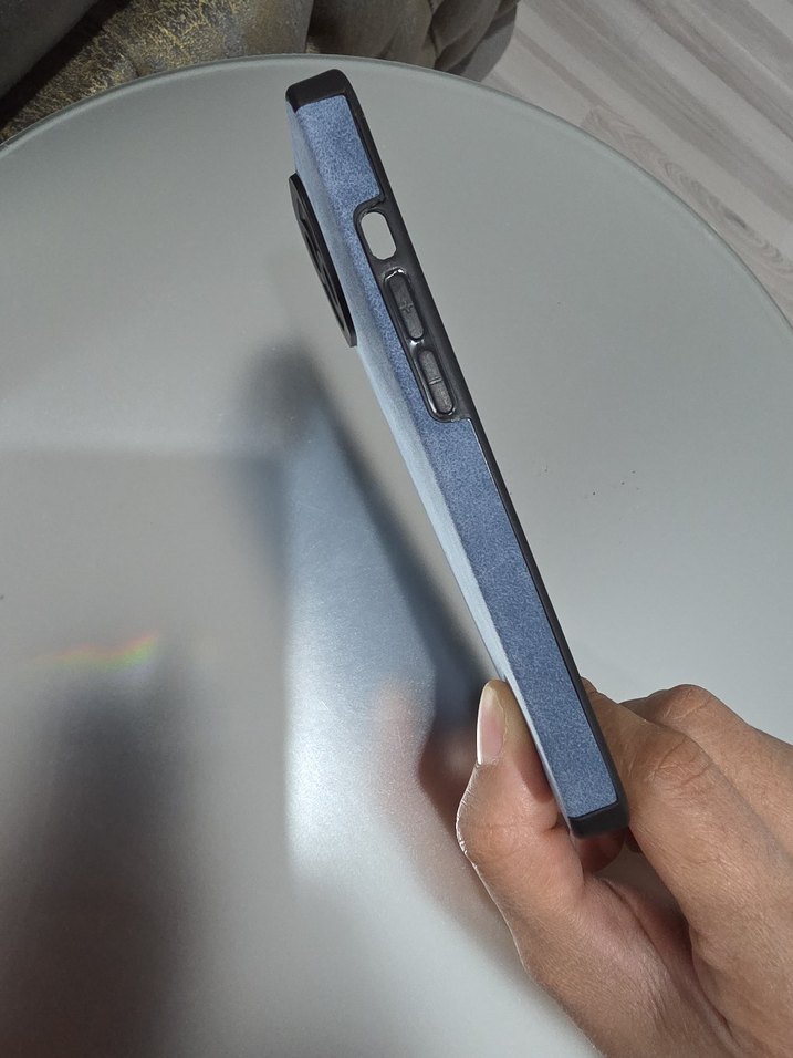 Mavi Kadife Görünümlü Telefon Kılıfı - Görsel 3