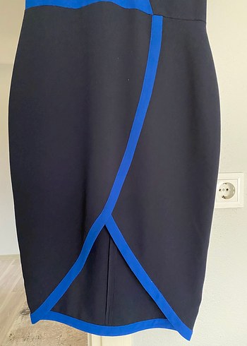 Mudo Mavi Siyah Drapeli Uzun Elbise - Görsel 3