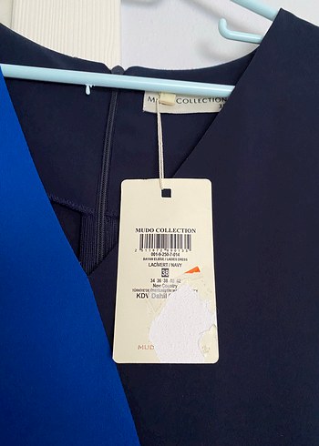 Mudo Mavi Siyah Drapeli Uzun Elbise - Görsel 5