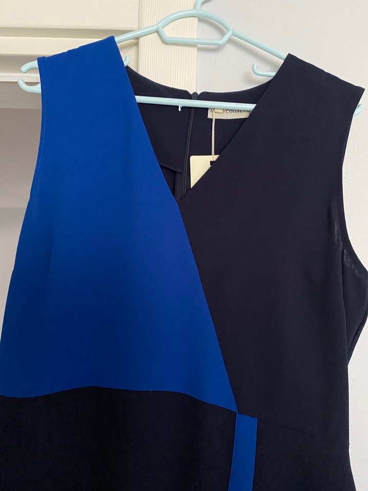 Mudo Mavi Siyah Drapeli Uzun Elbise - Görsel 2